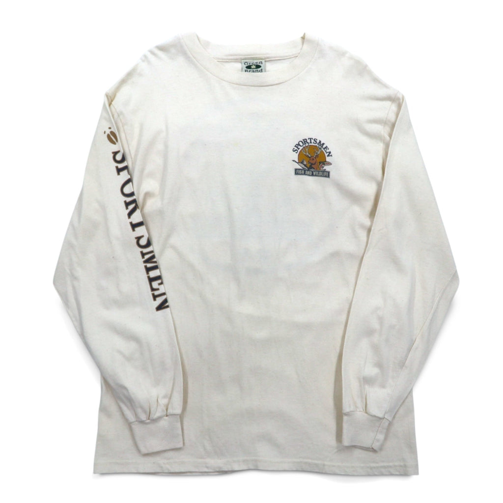 T-shirt a maniche lunghe Green Brand anni '90, Made in USA, stampa sulle maniche, taglia XL, SPORTSMEN FISH AND WILDLIFE