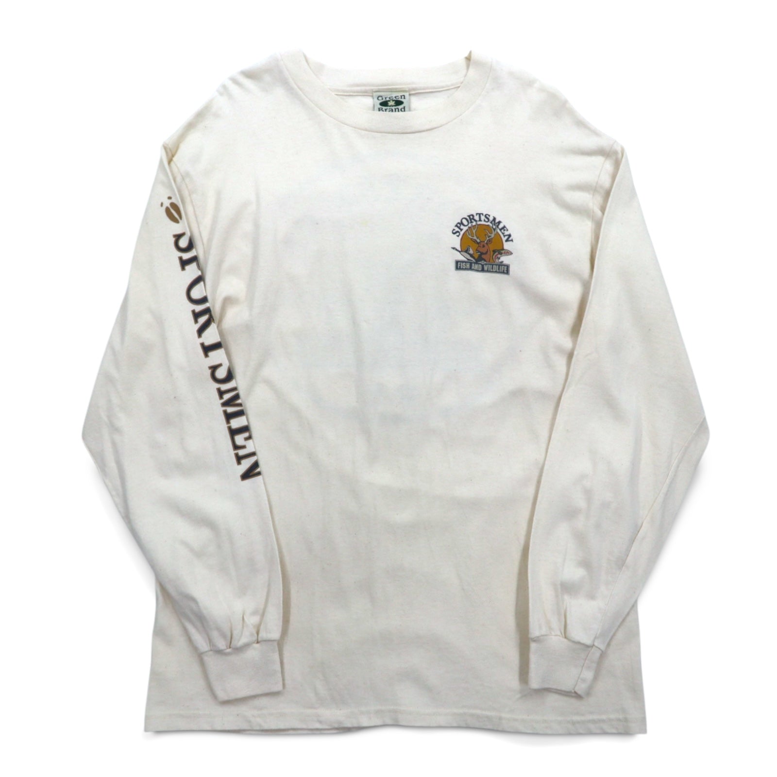 T-shirt a maniche lunghe Green Brand anni '90, Made in USA, stampa sulle maniche, taglia XL, SPORTSMEN FISH AND WILDLIFE
