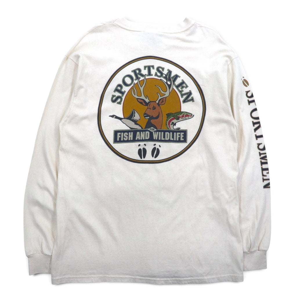 T-shirt a maniche lunghe Green Brand anni '90, Made in USA, stampa sulle maniche, taglia XL, SPORTSMEN FISH AND WILDLIFE