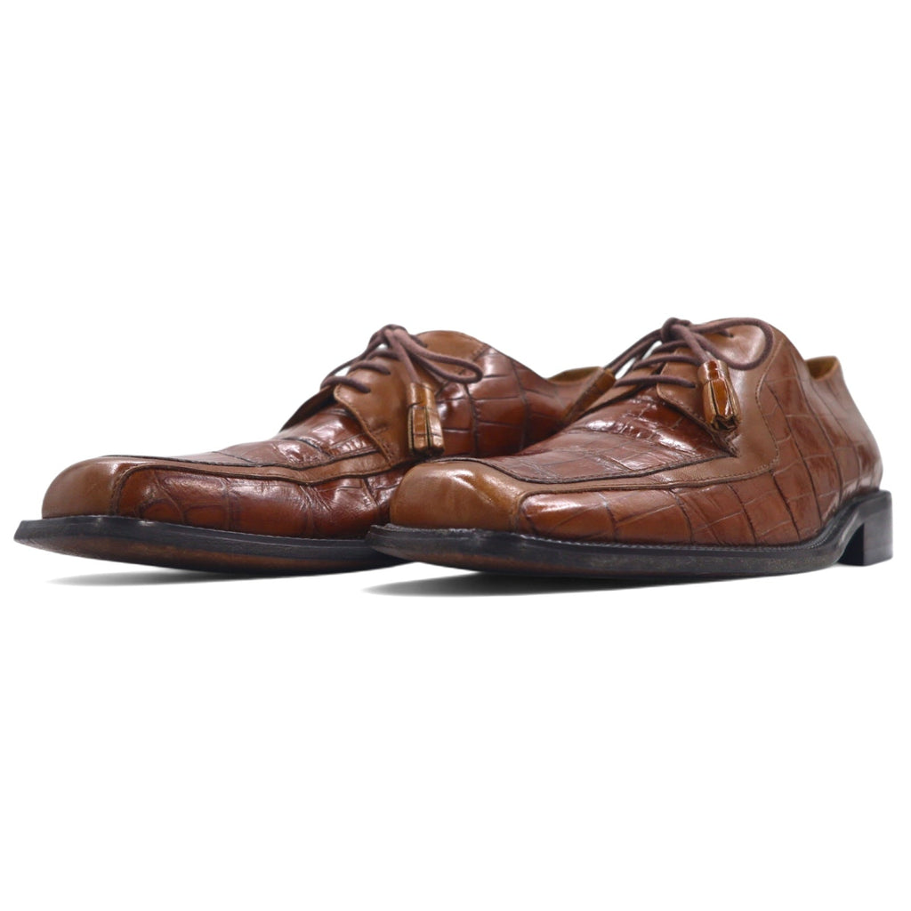 FLORSHEIM Barletta Mocassini Eleganti con Punta a Moc Toe e Stampa Coccodrillo 26.5cm Marrone Pelle Nappine 17022-03