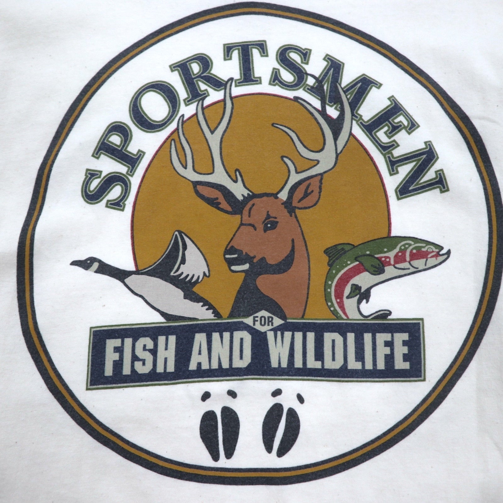 T-shirt a maniche lunghe Green Brand anni '90, Made in USA, stampa sulle maniche, taglia XL, SPORTSMEN FISH AND WILDLIFE