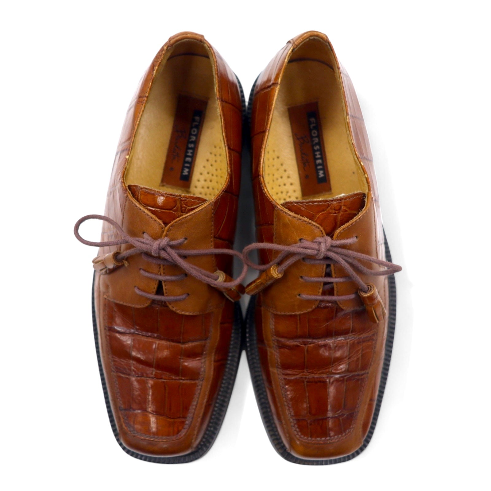 FLORSHEIM Barletta Mocassini Eleganti con Punta a Moc Toe e Stampa Coccodrillo 26.5cm Marrone Pelle Nappine 17022-03