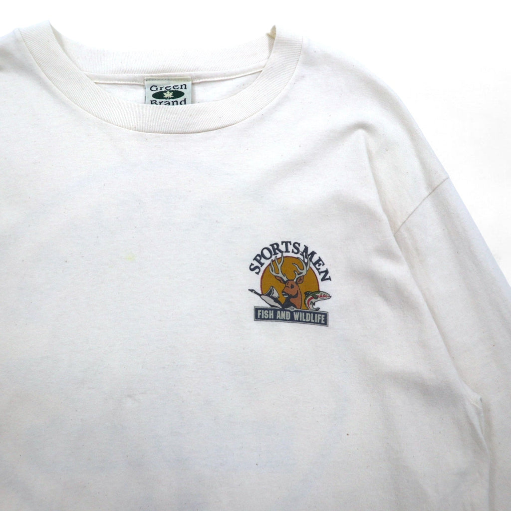 T-shirt a maniche lunghe Green Brand anni '90, Made in USA, stampa sulle maniche, taglia XL, SPORTSMEN FISH AND WILDLIFE