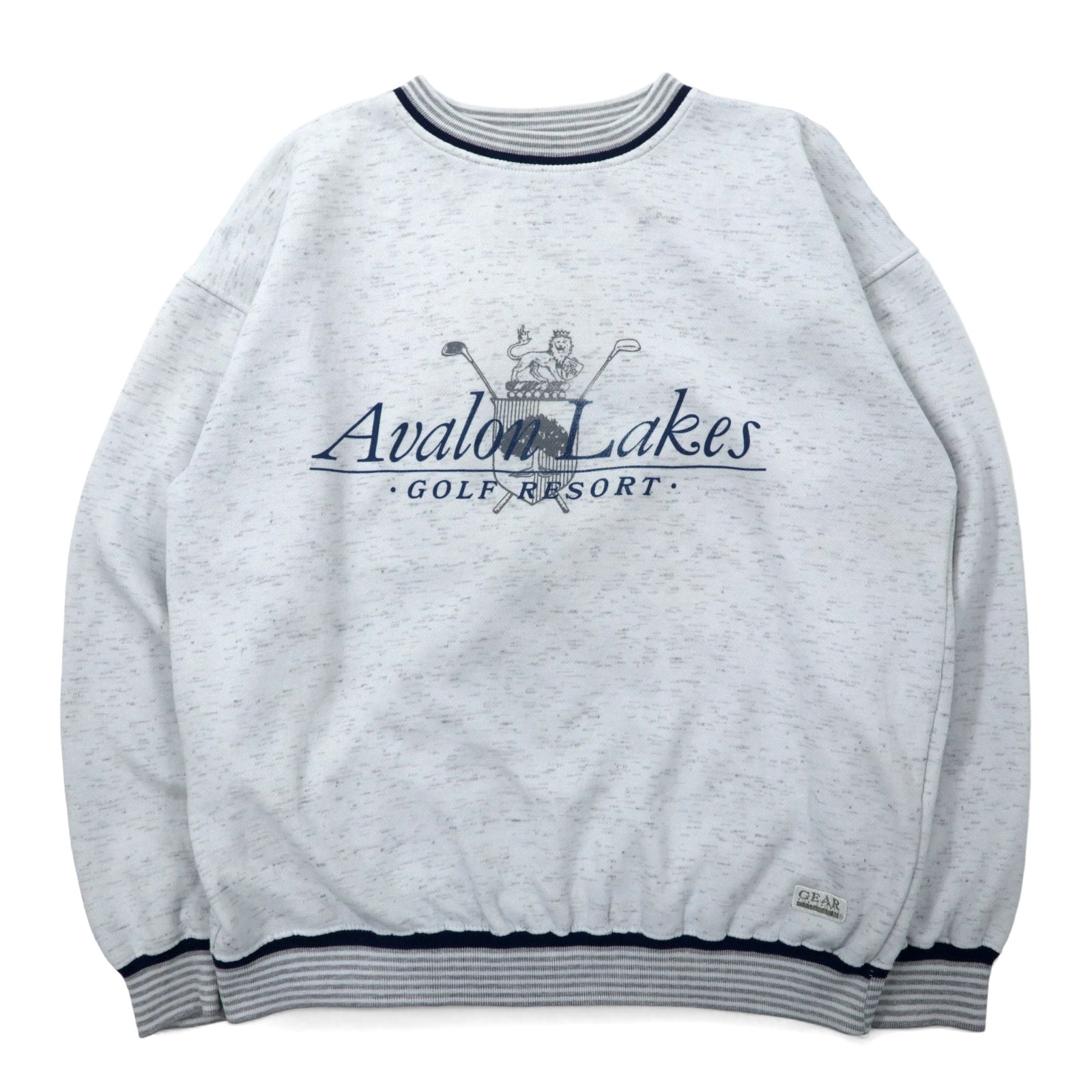 Anni '90 GEAR FOR SPORTS felpa girocollo rigata L grigio cotone poliestere Avalon Lake