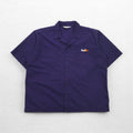 FedEx 90年代 開襟 ワークシャツ 半袖 オープンカラー XL パープル アメリカ 企業 ボックスシルエット Designed By Stan Herman VF Imagewear
