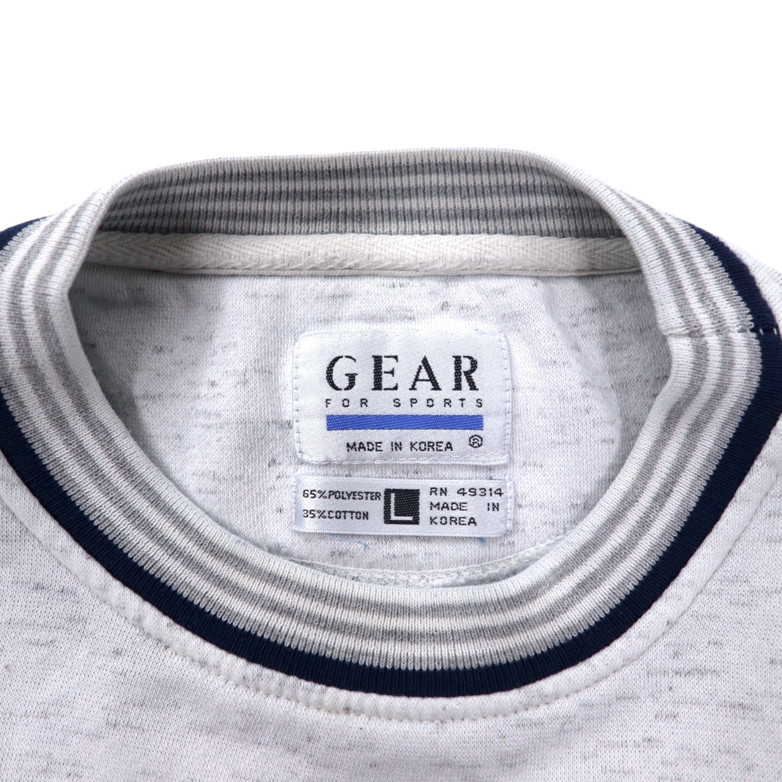 Anni '90 GEAR FOR SPORTS felpa girocollo rigata L grigio cotone poliestere Avalon Lake
