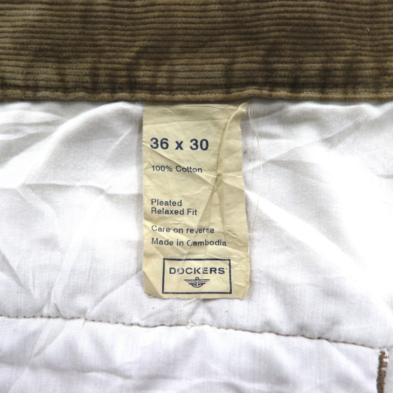 DOCKERS (Levi's) Pantaloni in velluto a coste larghi a 2 pieghe anni 2000, taglia L, marroni