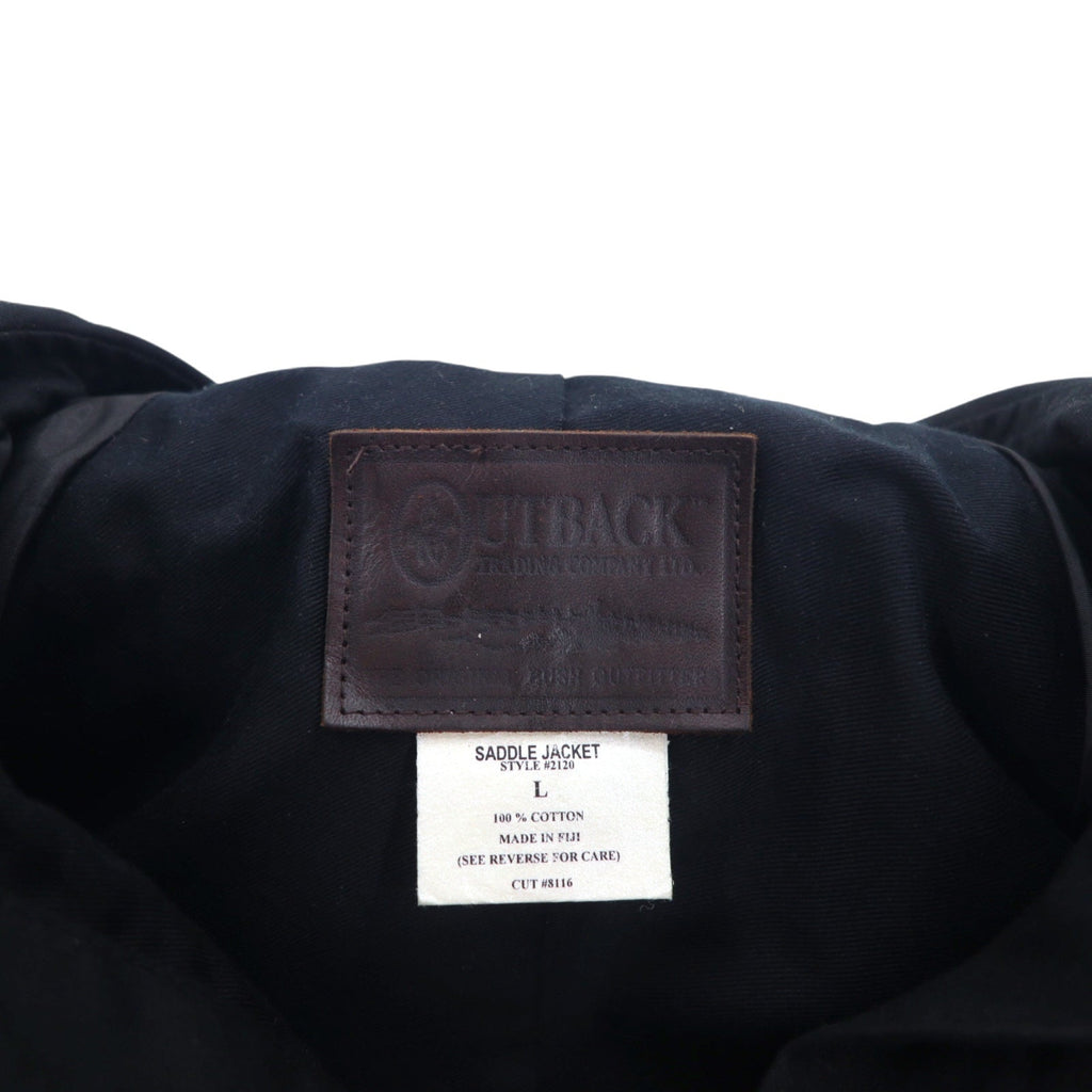 OUTBACK Giacca cerata Saddle L Nera Cotone Cape SWAGMAN Made in Fiji