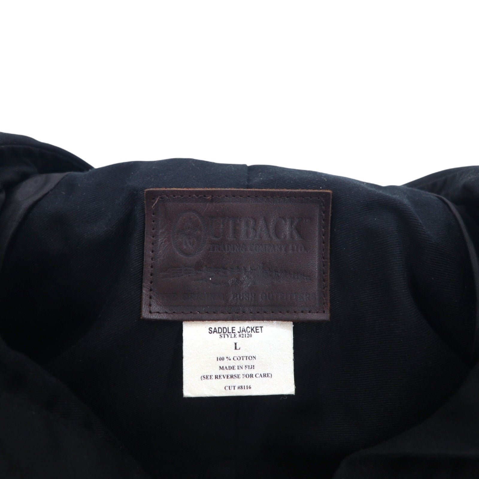 OUTBACK Giacca cerata Saddle L Nera Cotone Cape SWAGMAN Made in Fiji