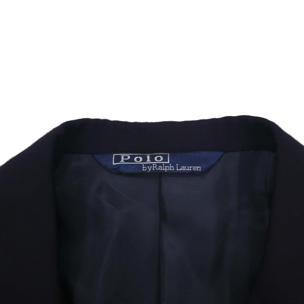 Ralph Lauren anni '90, blazer doppiopetto blu navy, made in Japan, completo in lana con bottoni dorati, taglia M.