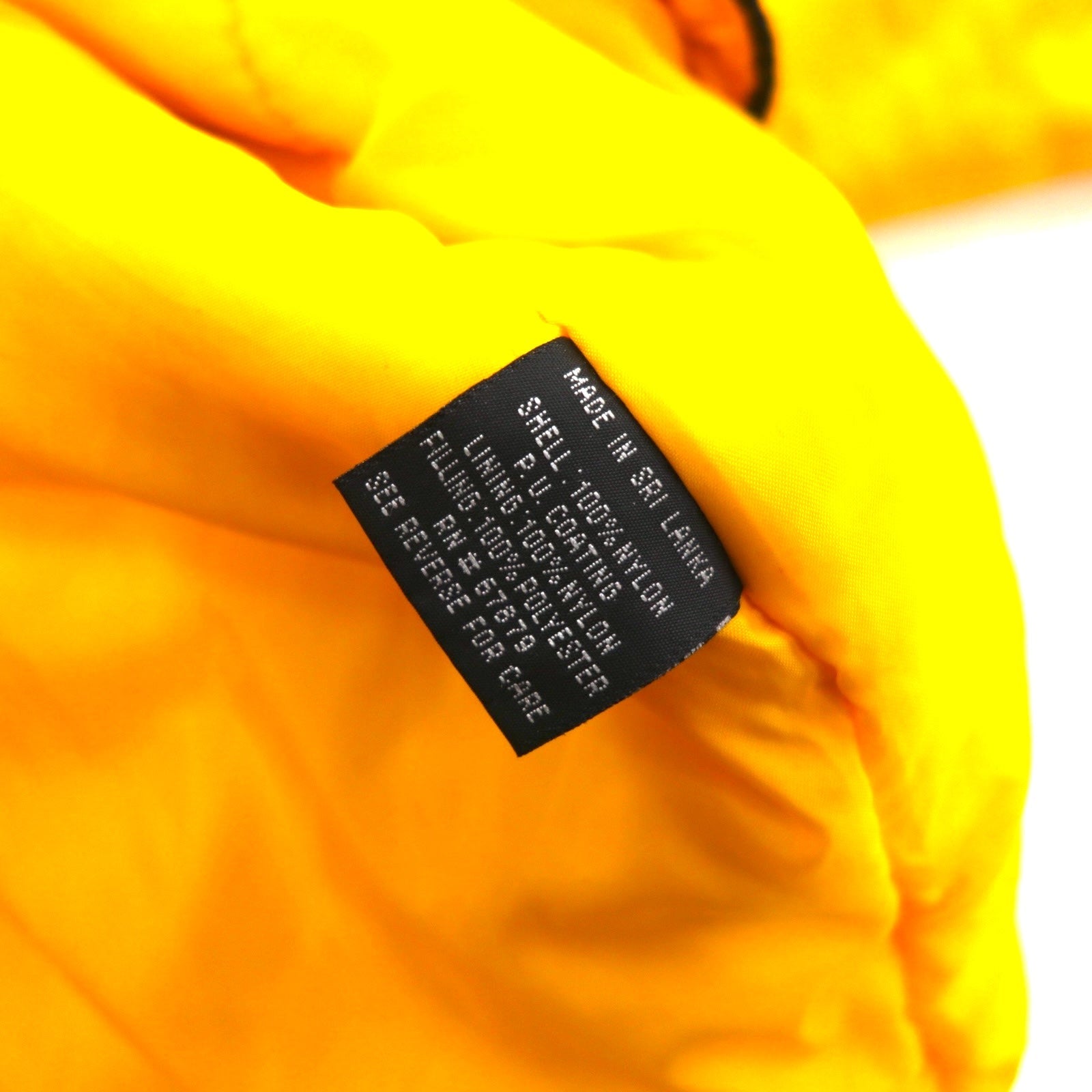 STARTER Anorak a vento imbottito anni '90 con cappuccio riponibile, taglia L, giallo, nylon, imbottitura, made in Sri Lanka