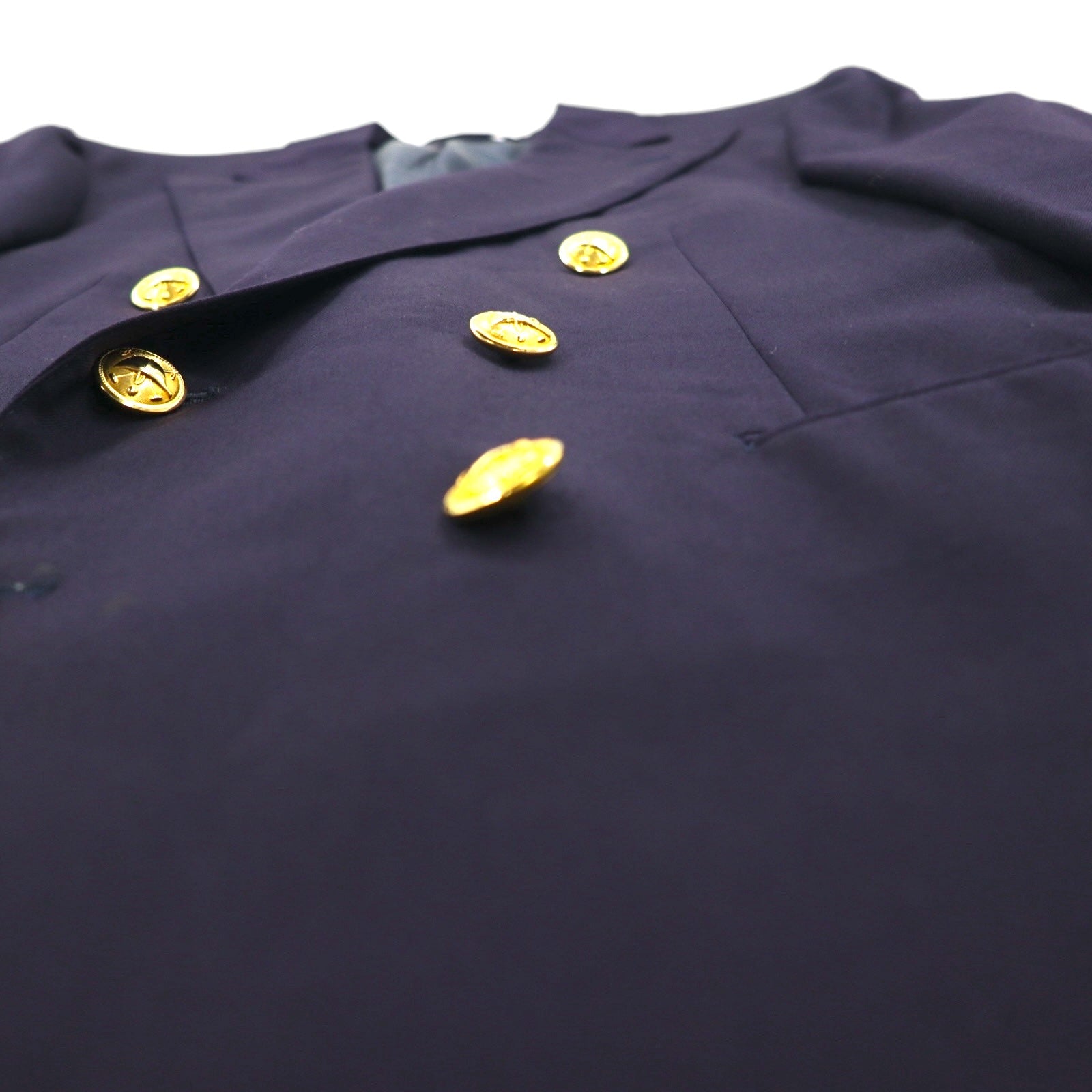 Ralph Lauren anni '90, blazer doppiopetto blu navy, made in Japan, completo in lana con bottoni dorati, taglia M.
