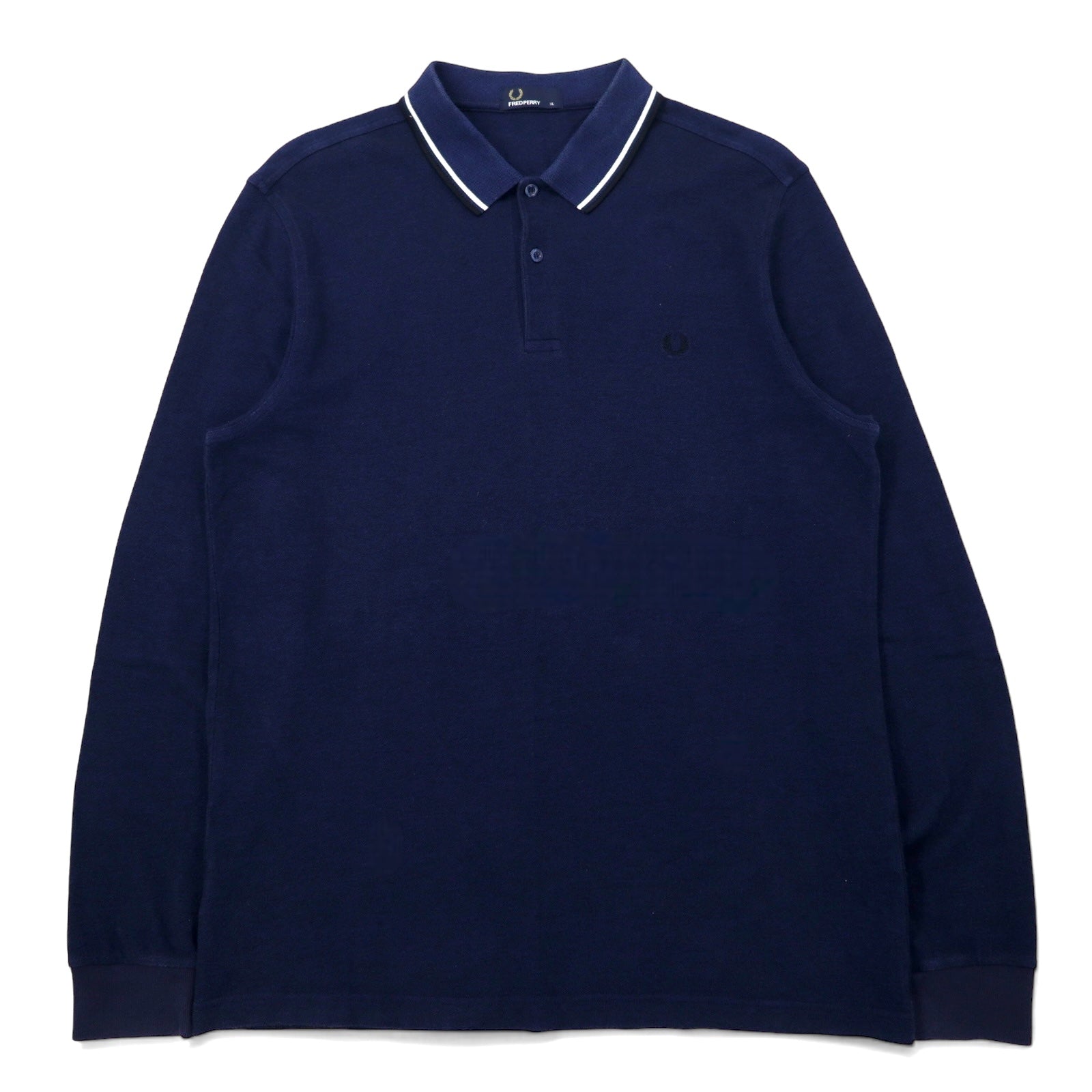 FRED PERRY Polo a maniche lunghe XL blu navy cotone piqué con logo ricamato M3636
