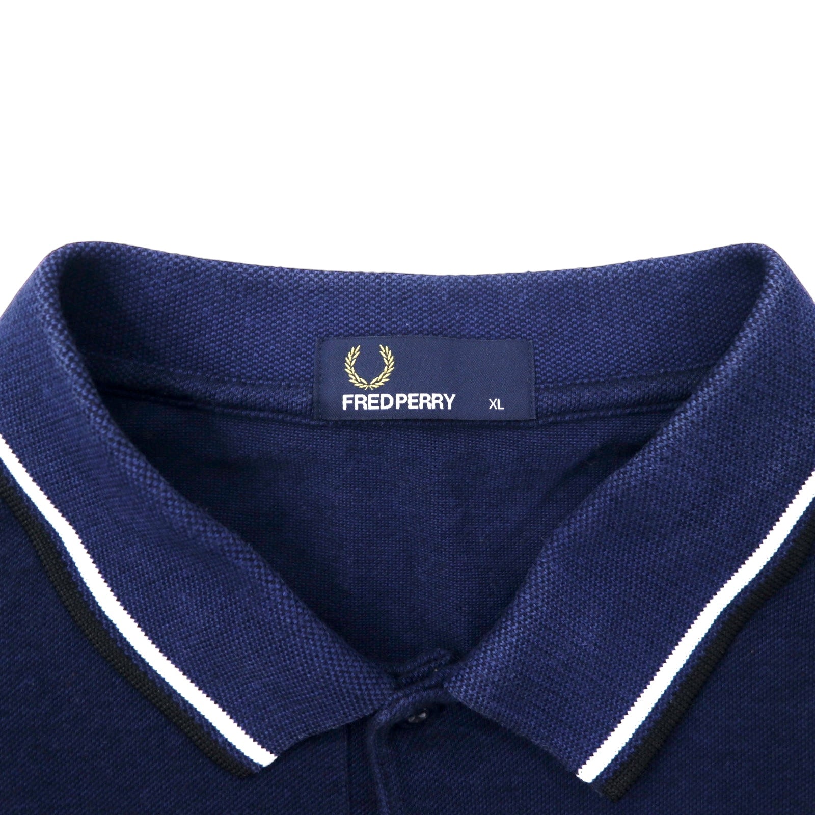 FRED PERRY Polo a maniche lunghe XL blu navy cotone piqué con logo ricamato M3636