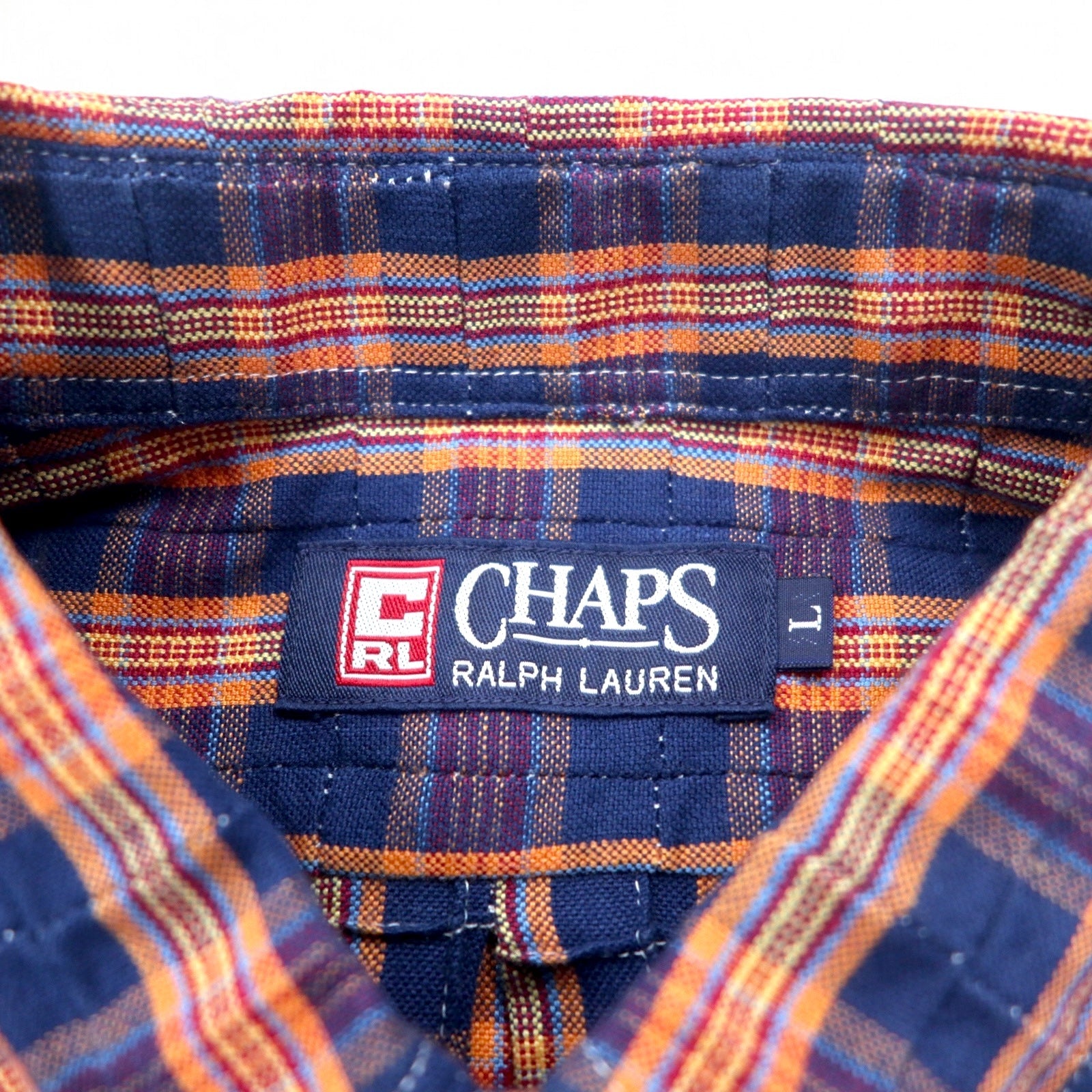 CHAPS RALPH LAUREN anni '90 camicia button-down L blu a quadri cotone mai usata
