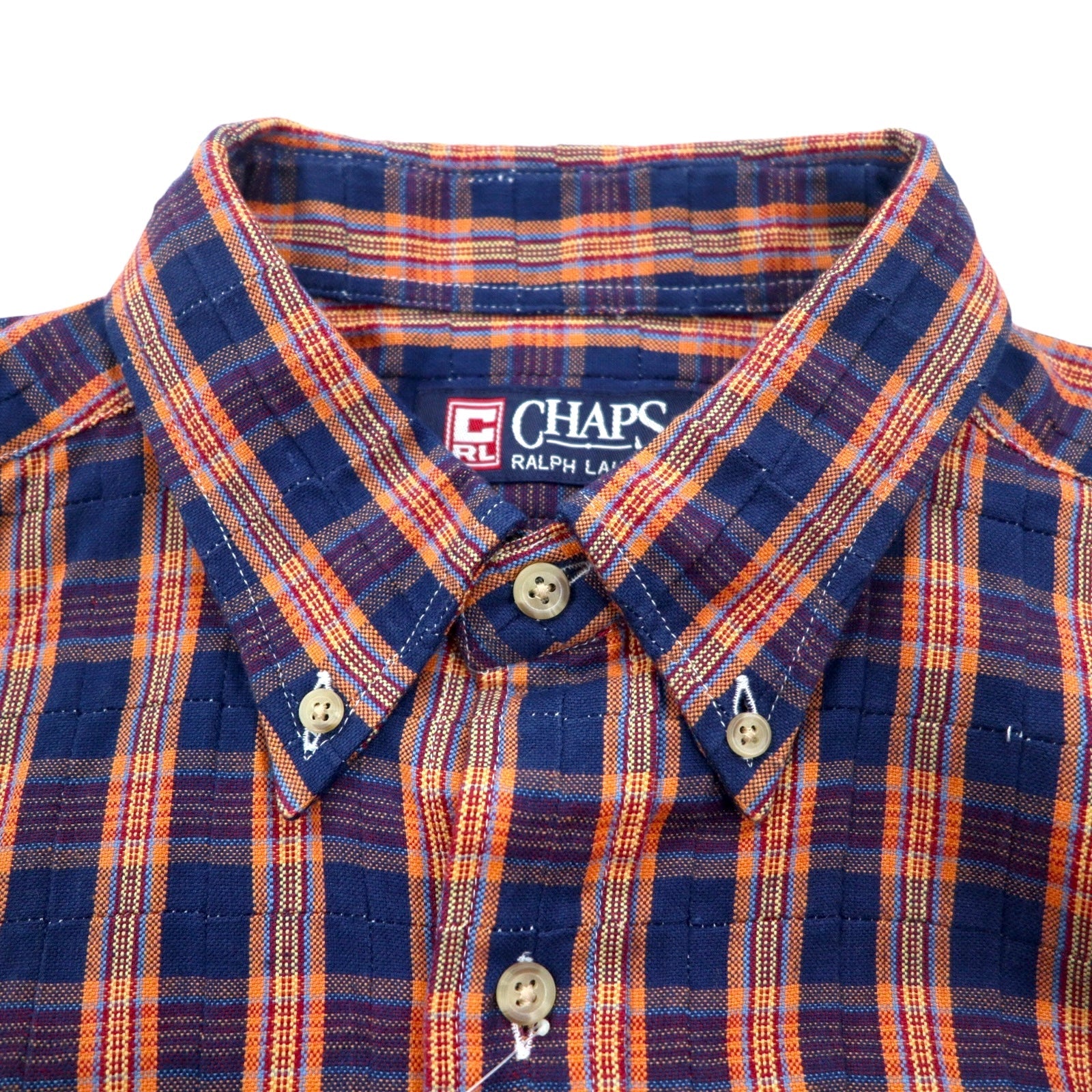 CHAPS RALPH LAUREN anni '90 camicia button-down L blu a quadri cotone mai usata