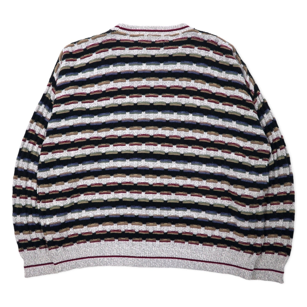 Maglione in maglia a trecce STERLING USA, anni '90, taglia XXL, cotone, multicolore, oversize