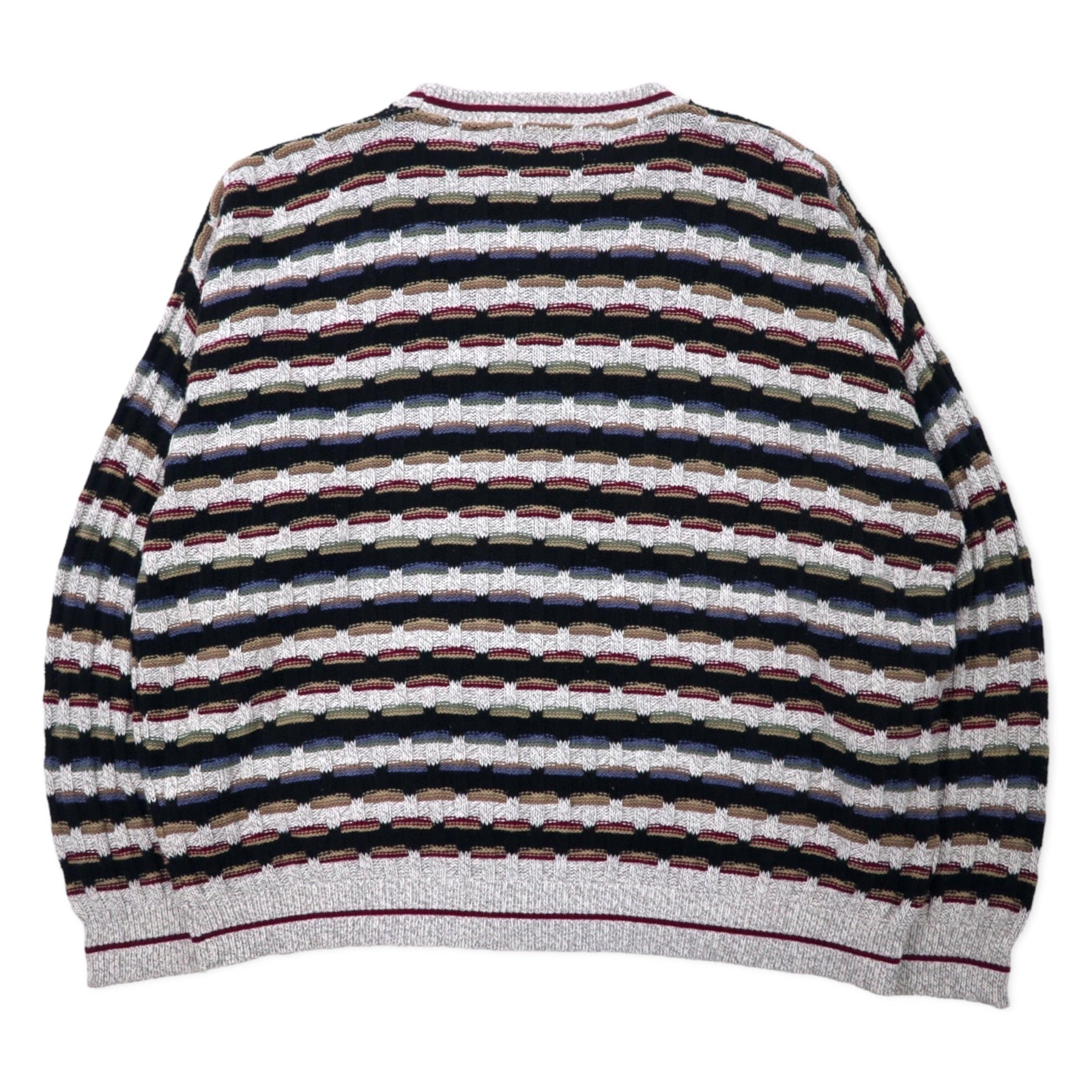 Maglione in maglia a trecce STERLING USA, anni '90, taglia XXL, cotone, multicolore, oversize