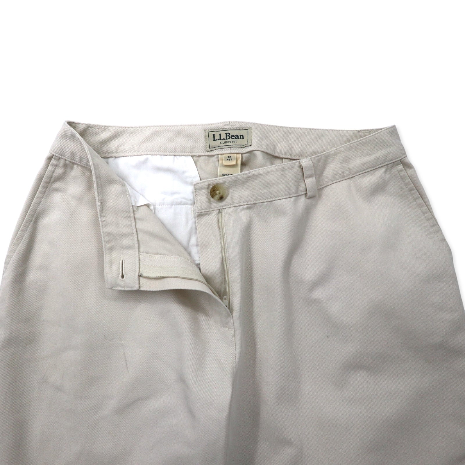 L.L.Bean Pantaloni Chino Affusolati 12 Beige Cotone CURVY FIT 0GBV4