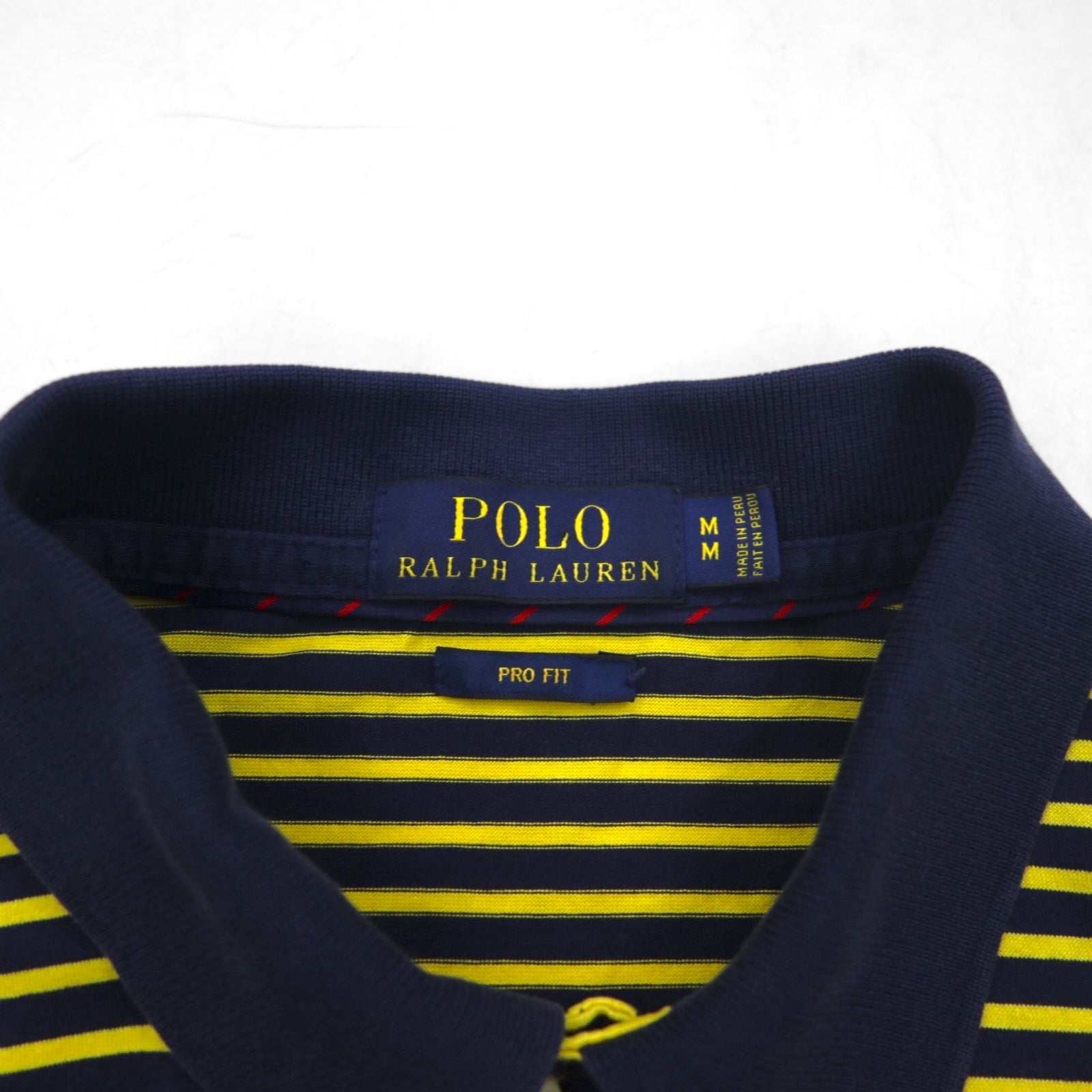 POLO RALPH LAUREN Polo a righe in cotone Pima M Giallo Navy con ricamo a cavallo PRO FIT
