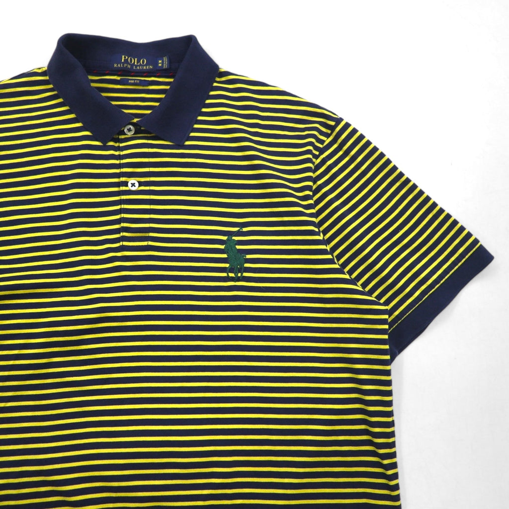POLO RALPH LAUREN Polo a righe in cotone Pima M Giallo Navy con ricamo a cavallo PRO FIT