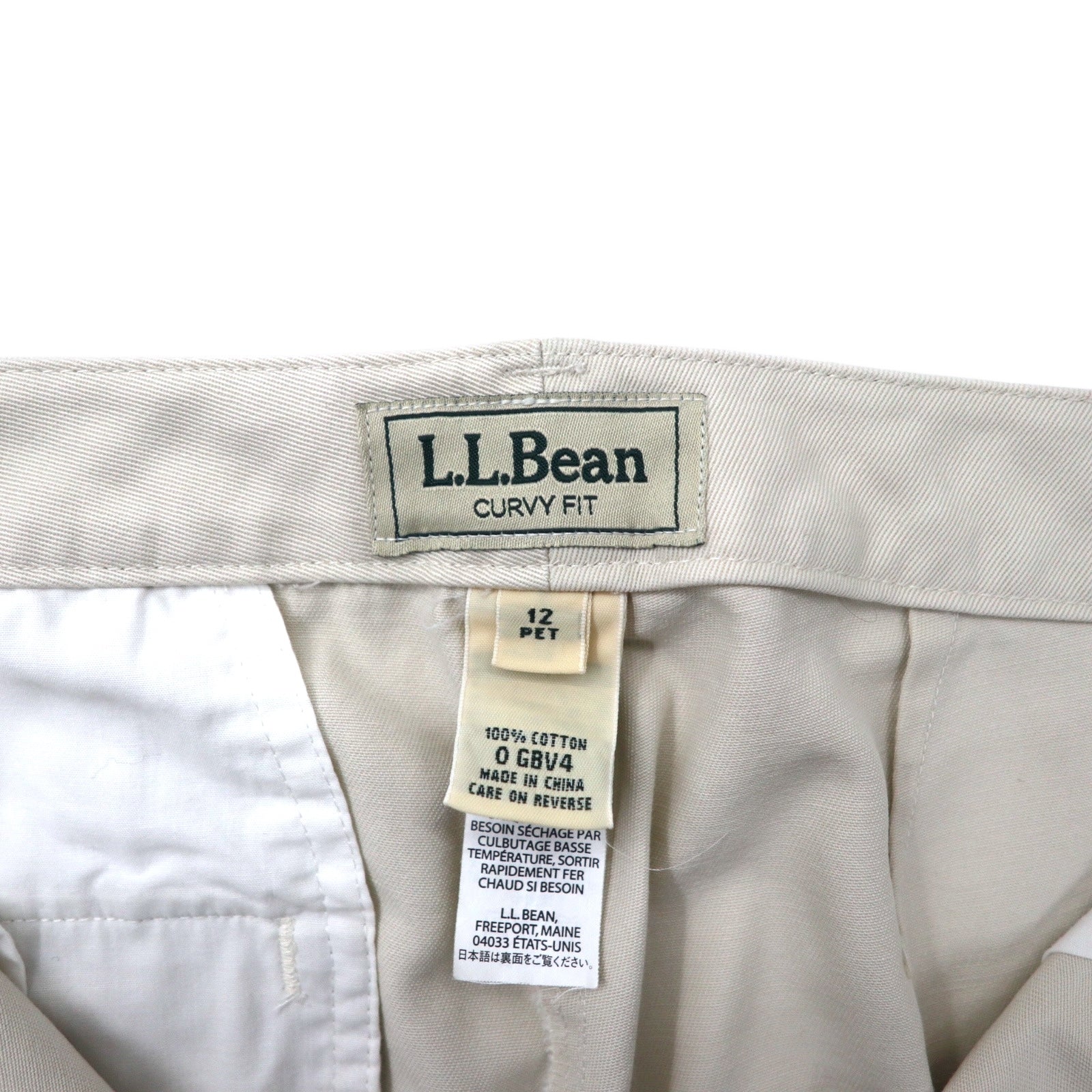 L.L.Bean Pantaloni Chino Affusolati 12 Beige Cotone CURVY FIT 0GBV4