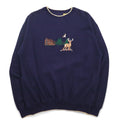 90年代 FIELD TASTED by OUTDOOR LIFE スウェット XL ネイビー コットン 裏起毛 刺繍 アニマル パキ綿