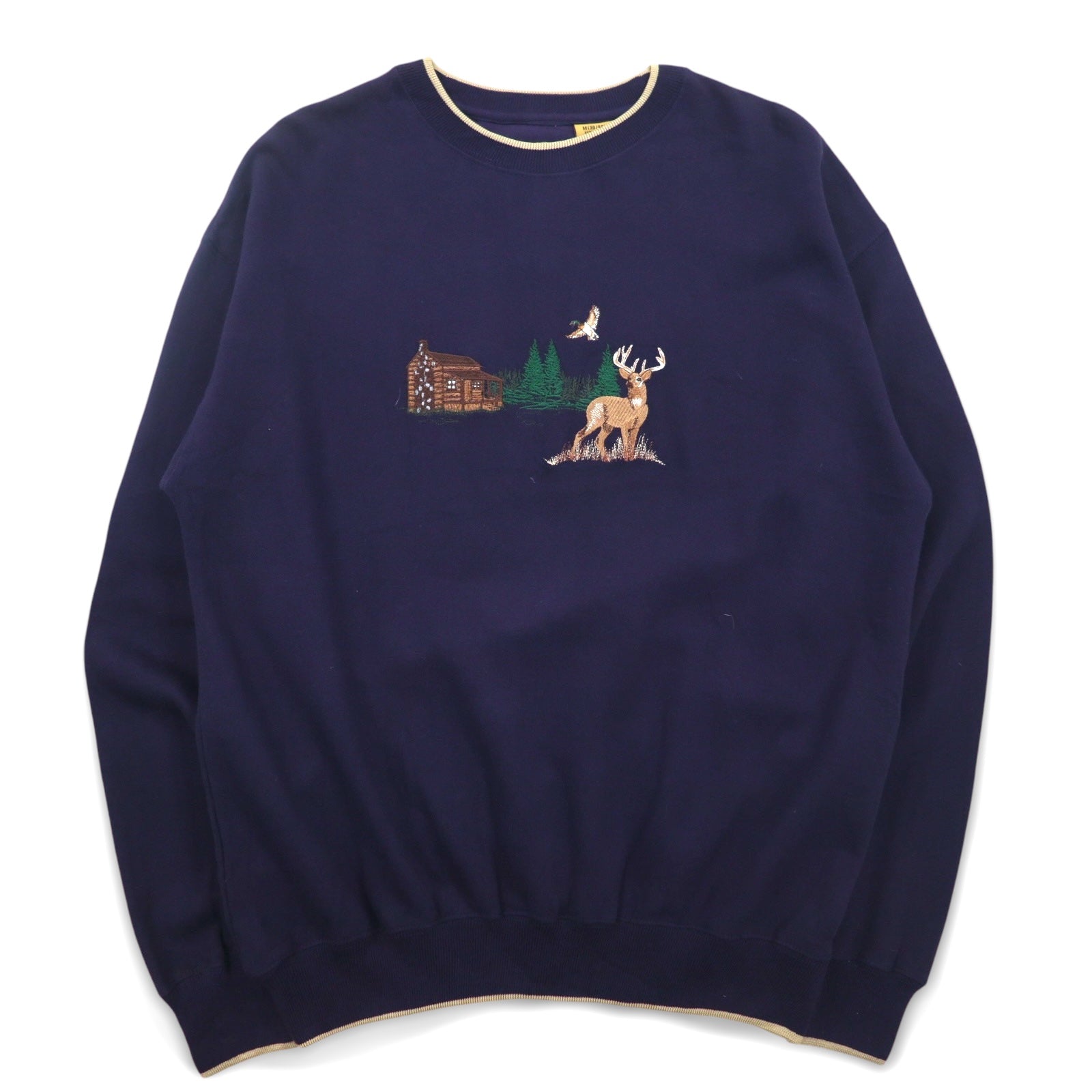 Anni '90 FIELD TASTED by OUTDOOR LIFE felpa XL blu navy cotone interno felpato ricamo animale Pak cotton