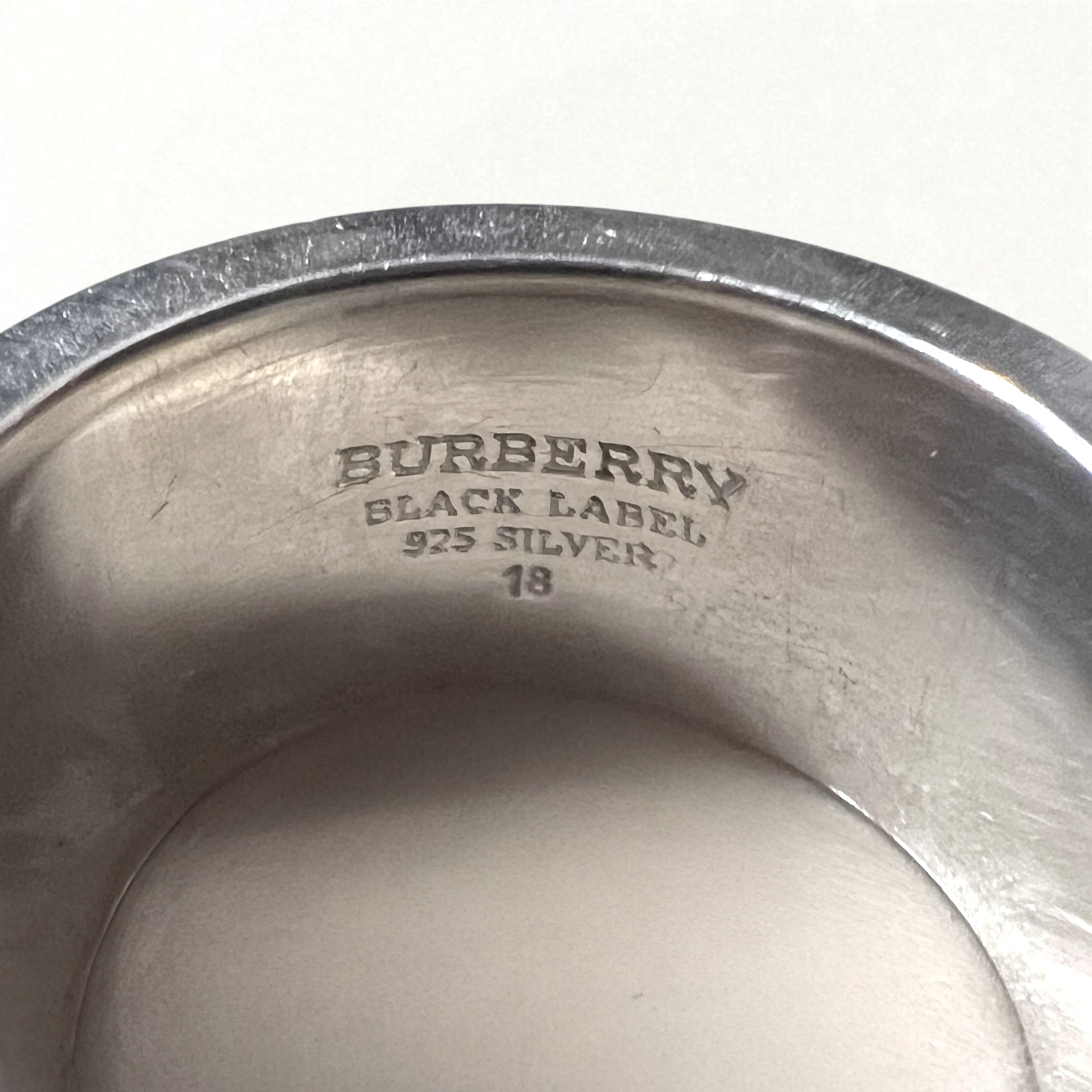 BURBERRY BLACK LABEL シルバー リング 指輪 18号 SILVER 925 ホースロゴ 刻印
