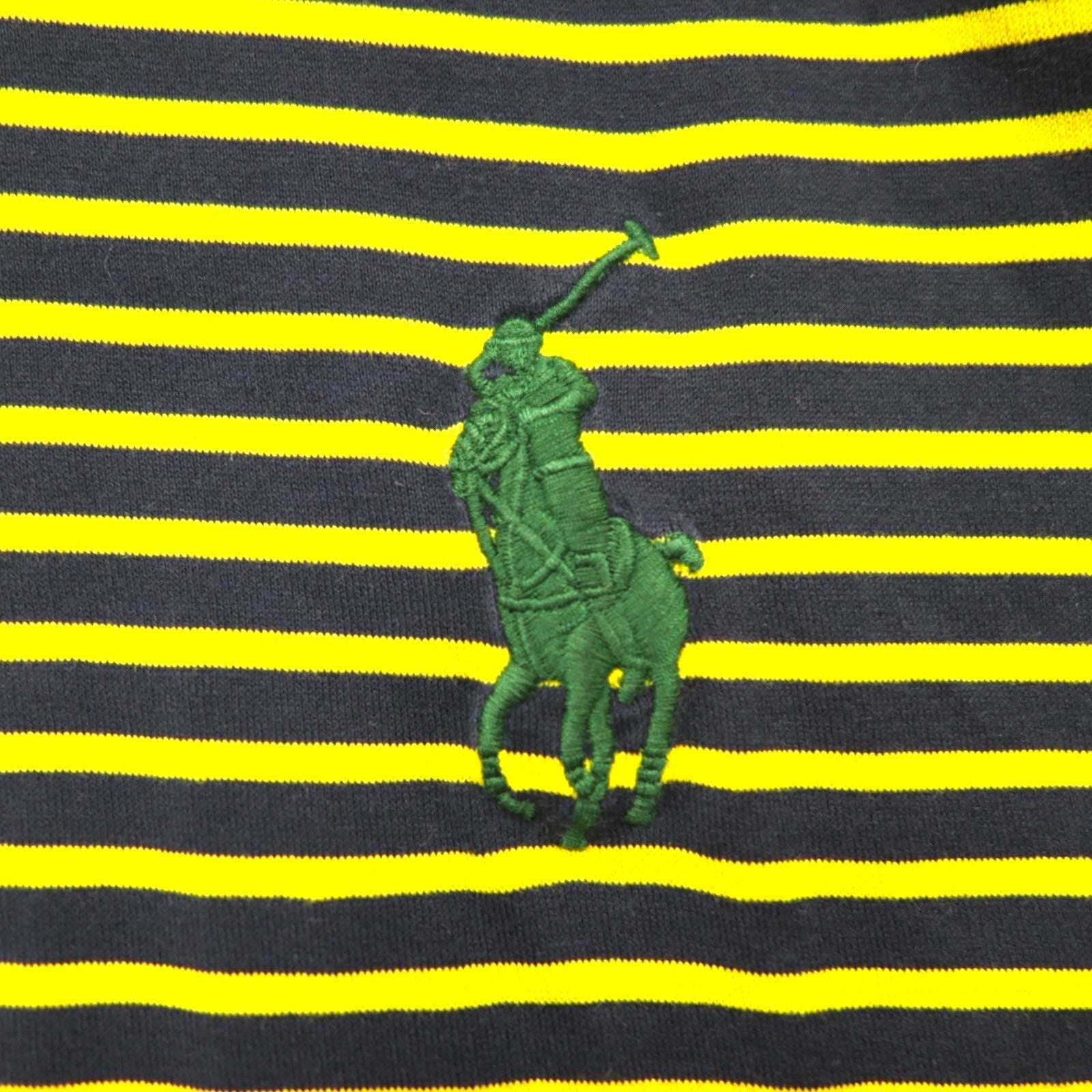 POLO RALPH LAUREN Polo a righe in cotone Pima M Giallo Navy con ricamo a cavallo PRO FIT
