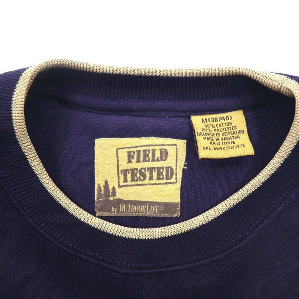 90年代 FIELD TASTED by OUTDOOR LIFE スウェット XL ネイビー コットン 裏起毛 刺繍 アニマル パキ綿