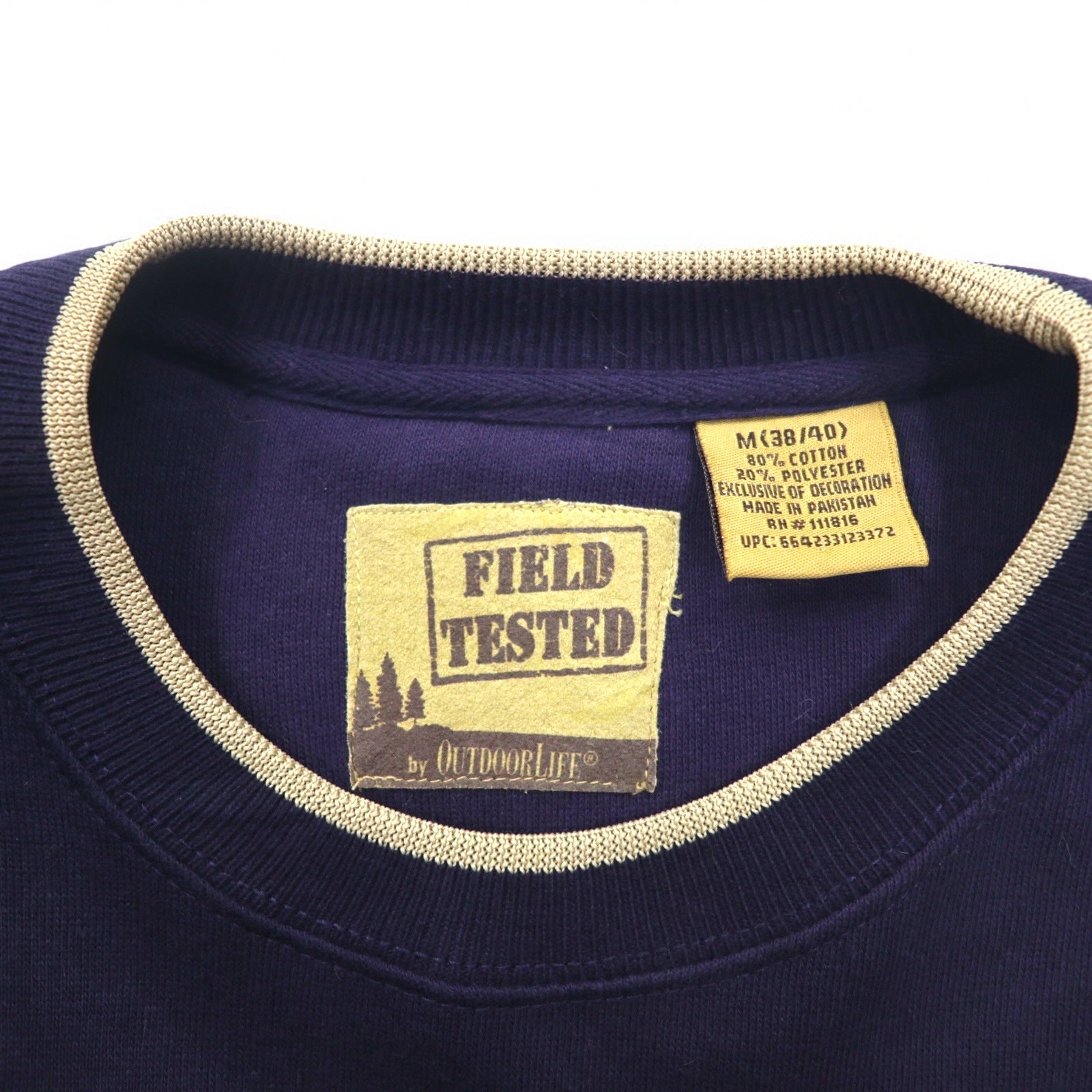 Anni '90 FIELD TASTED by OUTDOOR LIFE felpa XL blu navy cotone interno felpato ricamo animale Pak cotton