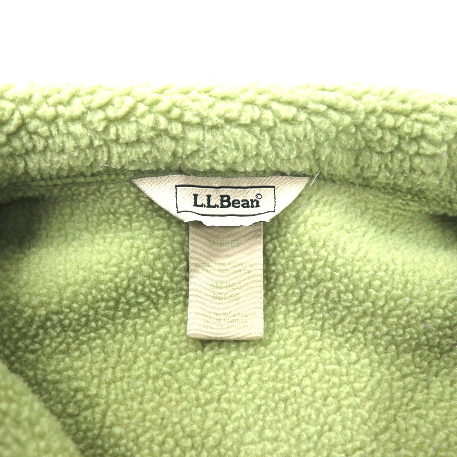 Giacca in pile con zip a metà di L.L.Bean, taglia SM, verde, poliestere 0BCS9
