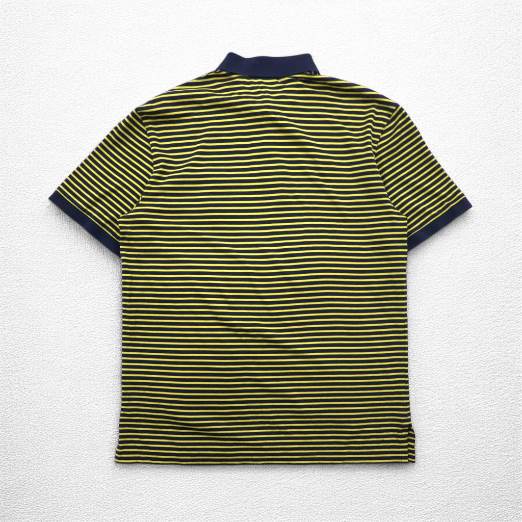 POLO RALPH LAUREN Polo a righe in cotone Pima M Giallo Navy con ricamo a cavallo PRO FIT
