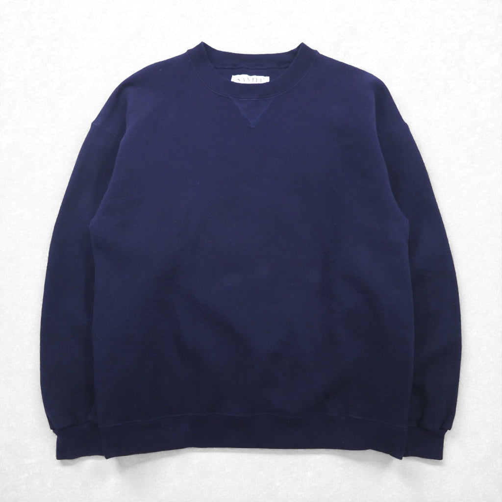 SANTEE 90s USA VintageSweatshirt ブランク ヘビーウェイト 前V スウェット トレーナー L ネイビー 無地 90年代 USA製