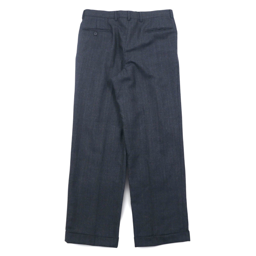 Anni '90 JOS.A.BANK Pantaloni larghi in lana a quadri grigi con pieghe e bottoni per bretelle Taglia M
