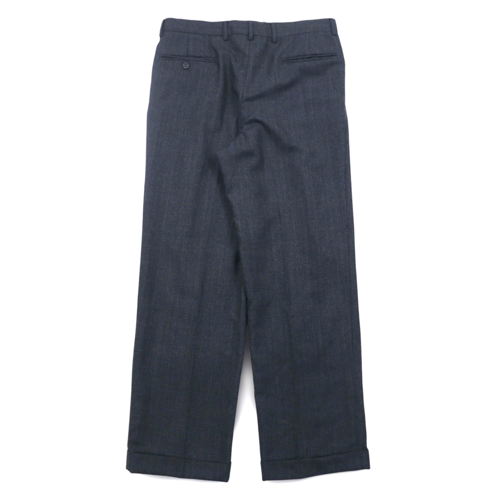 Anni '90 JOS.A.BANK Pantaloni larghi in lana a quadri grigi con pieghe e bottoni per bretelle Taglia M