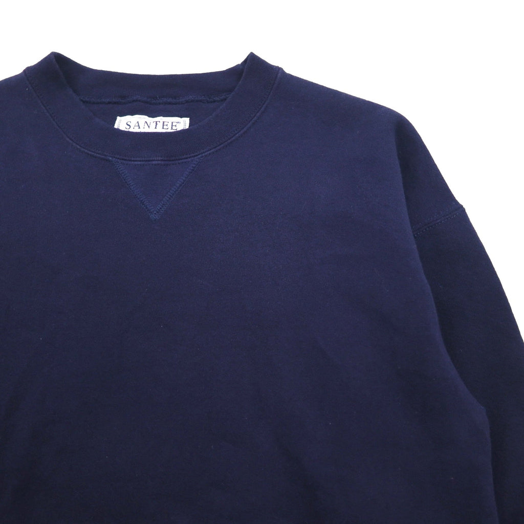 SANTEE 90s USA VintageSweatshirt ブランク ヘビーウェイト 前V スウェット トレーナー L ネイビー 無地 90年代 USA製