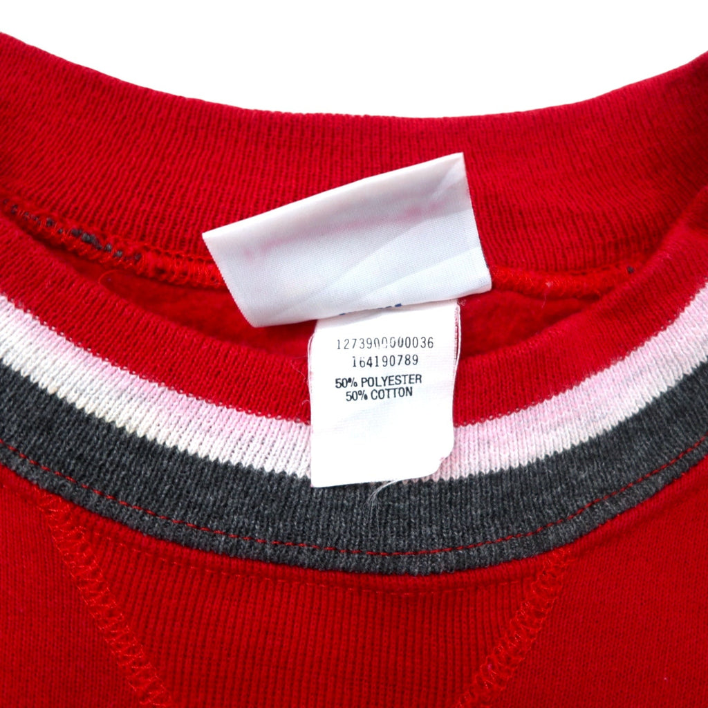 Velva Sheen Made in USA Anni '90 Felpa con scollo a V, bordi a costine, colore rosso, in cotone garzato, Chipinaw