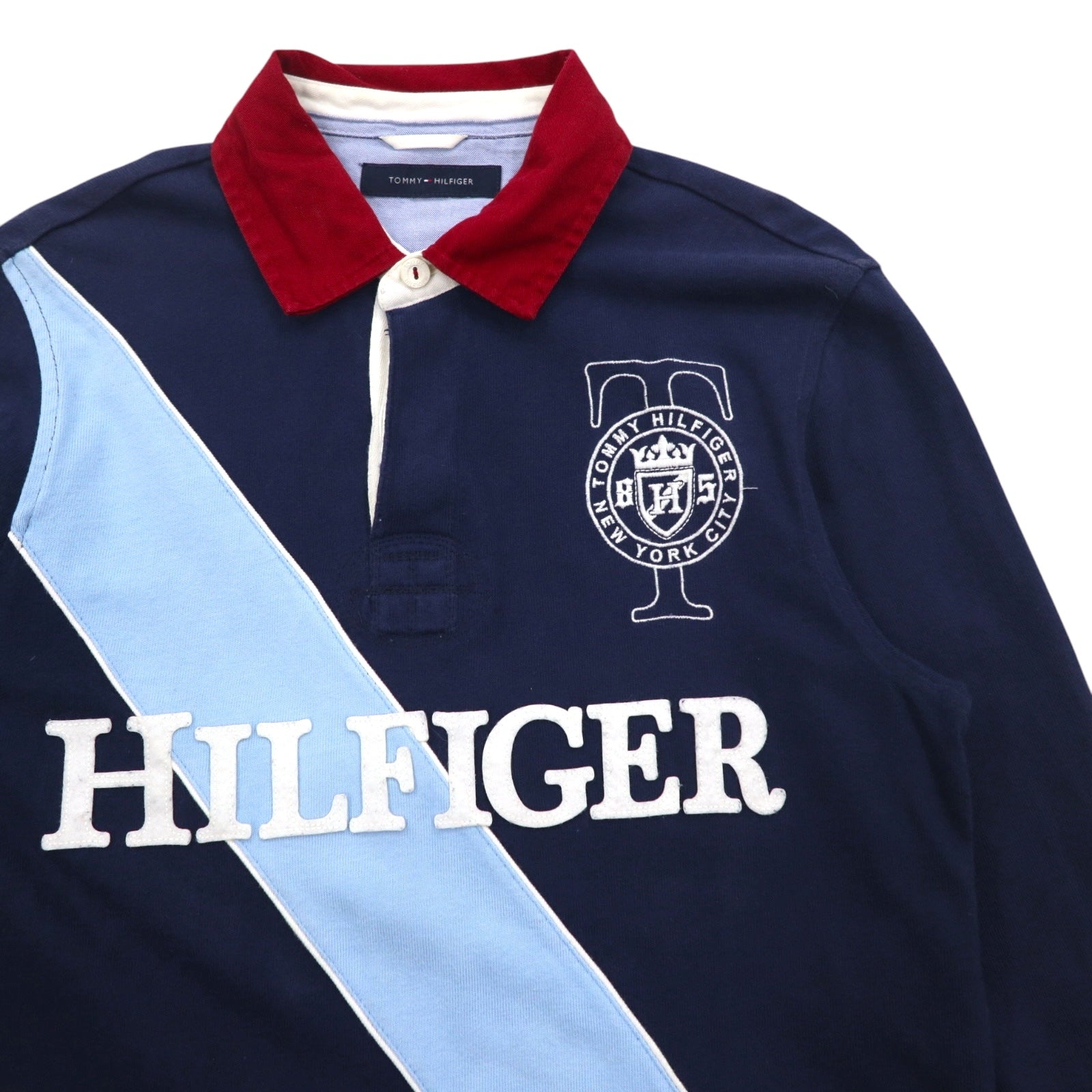 TOMMY HILFIGER Oversize Polo Rugby M Blu Navy Cotone con Ricamo Logo Stemma