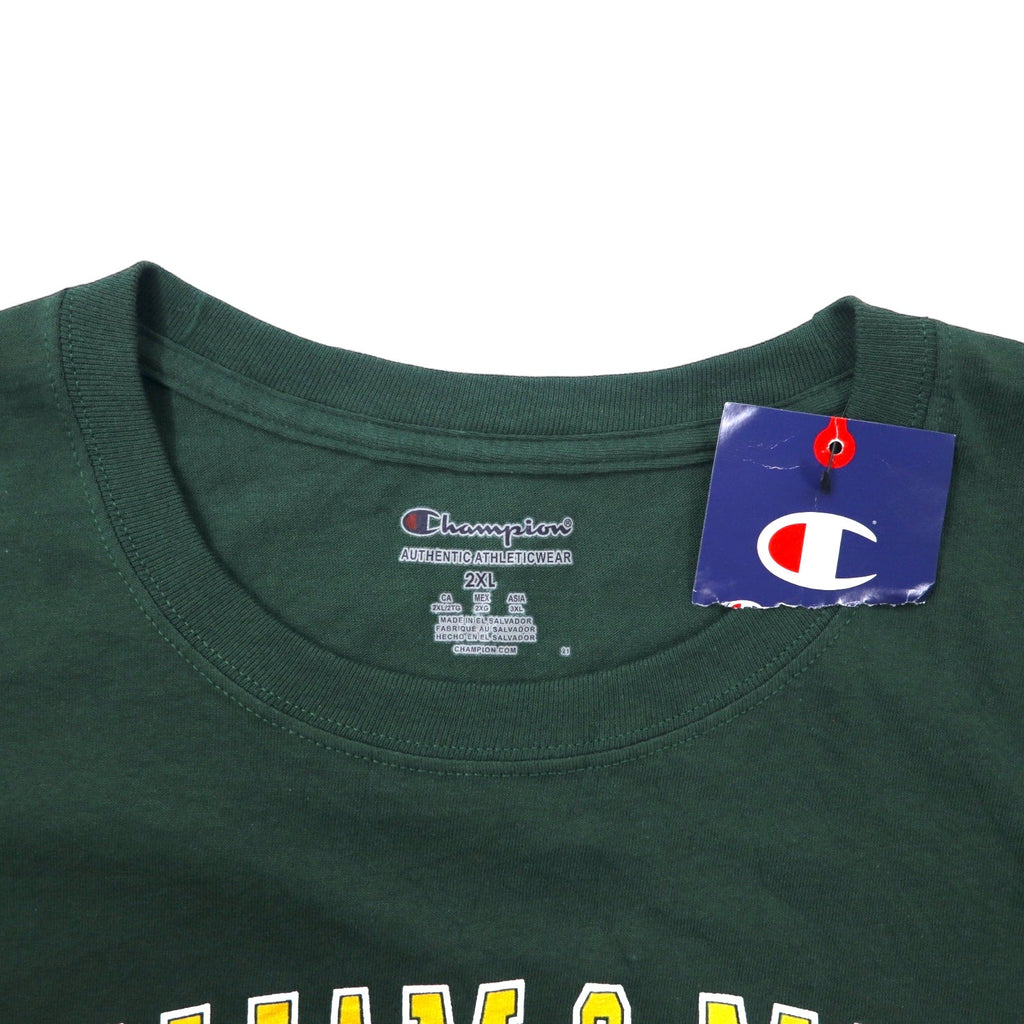 Champion T-shirt stampa college 2XL verde cotone WILLIAM & MARY oversize Prodotto a El Salvador Articolo nuovo con etichette