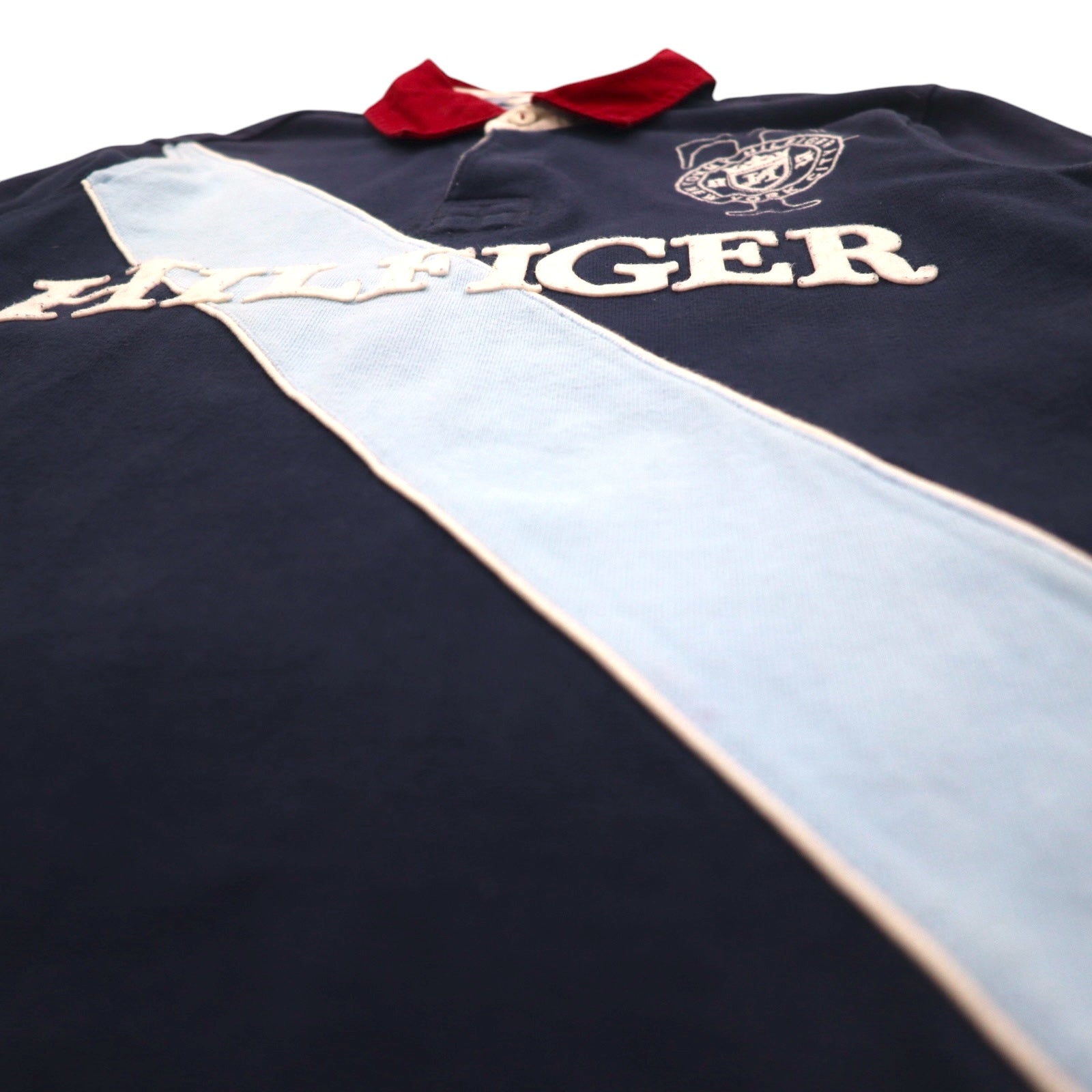 TOMMY HILFIGER Oversize Polo Rugby M Blu Navy Cotone con Ricamo Logo Stemma