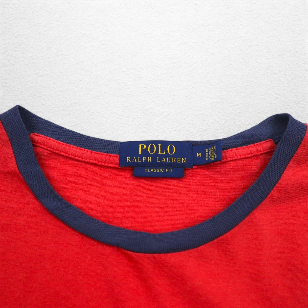 POLO RALPH LAUREN T-shirt a righe con taschino Classic Fit M rosa con ricamo Small Pony