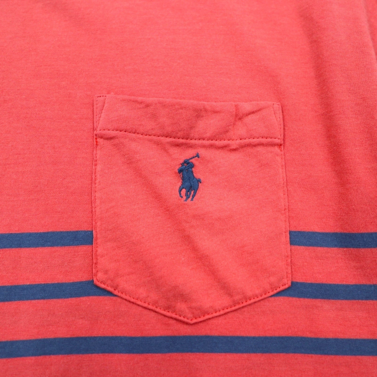POLO RALPH LAUREN T-shirt a righe con taschino Classic Fit M rosa con ricamo Small Pony