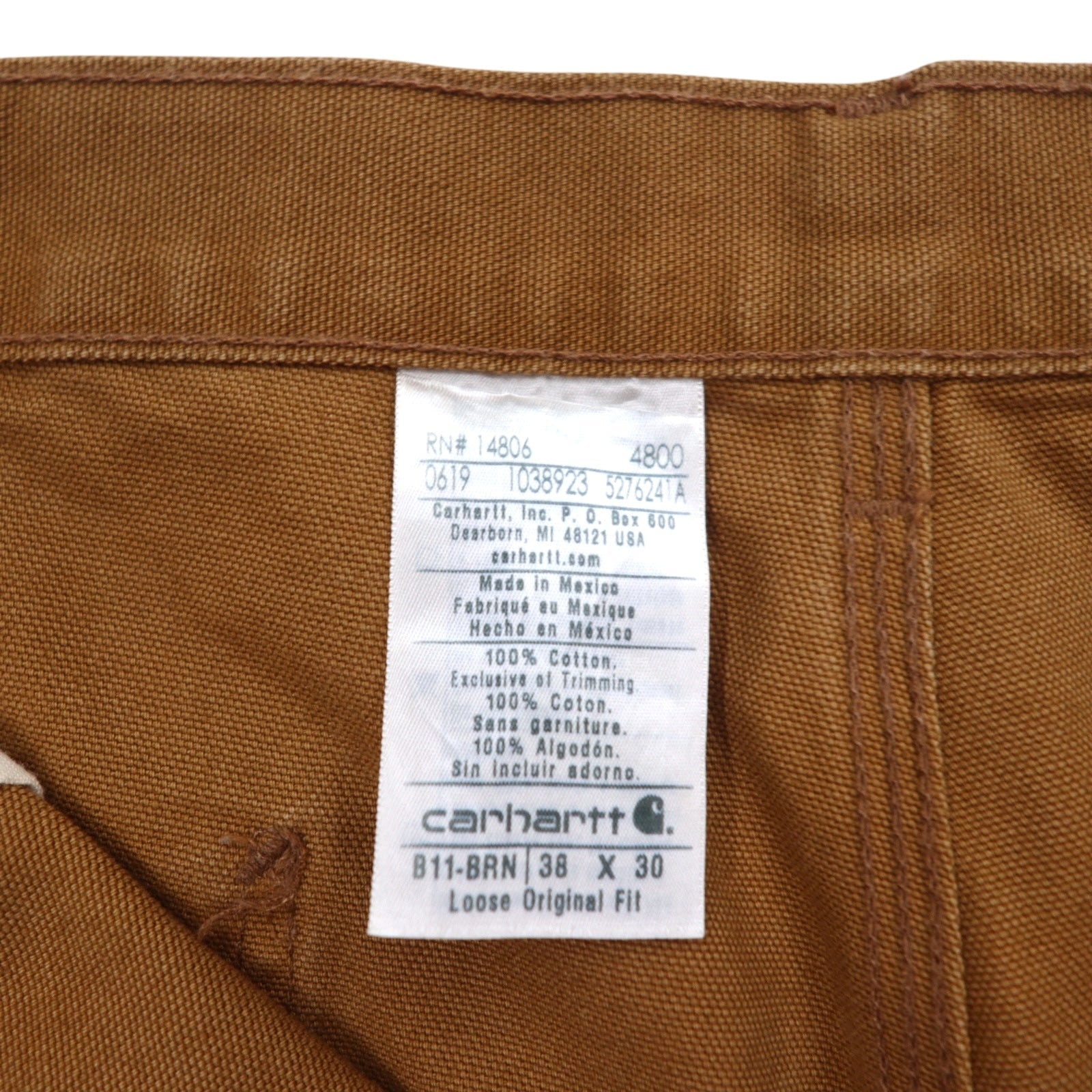 Carhartt pantaloni pittore loose fit in tela marrone lavato B11-BRN, Made in Mexico