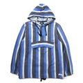 stussy シャネルロゴ メキシカンパーカー L ブルー ストライプ コットン バックロゴプリント