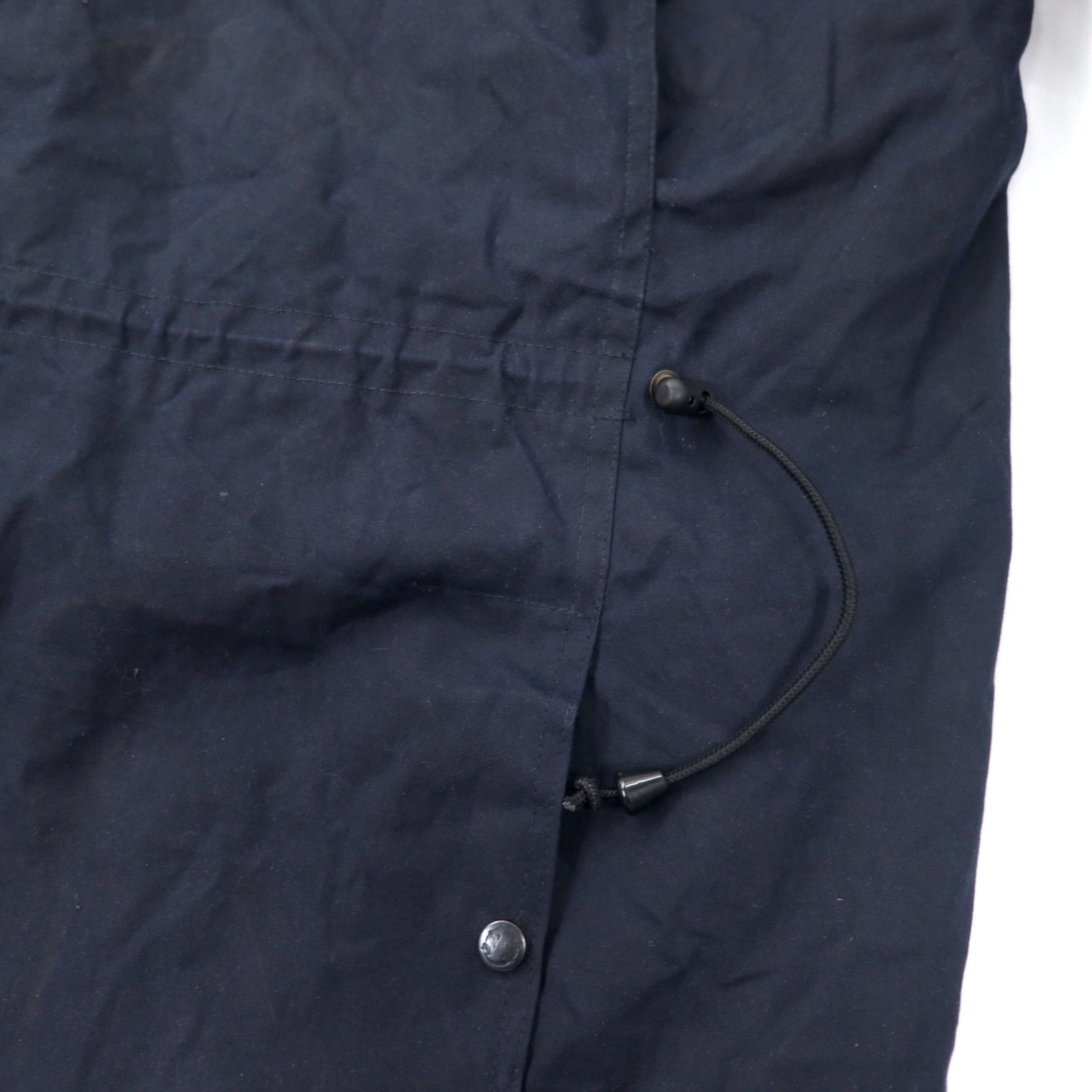 OUTBACK Giacca cerata australiana XXL blu navy in cotone, inserti in pelle, fodera a quadri, cappuccio rimovibile, coulisse