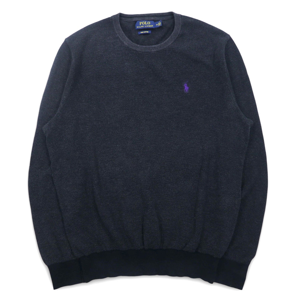 POLO RALPH LAUREN Maglione girocollo in cotone Pima, taglia M, grigio, con ricamo Small Pony