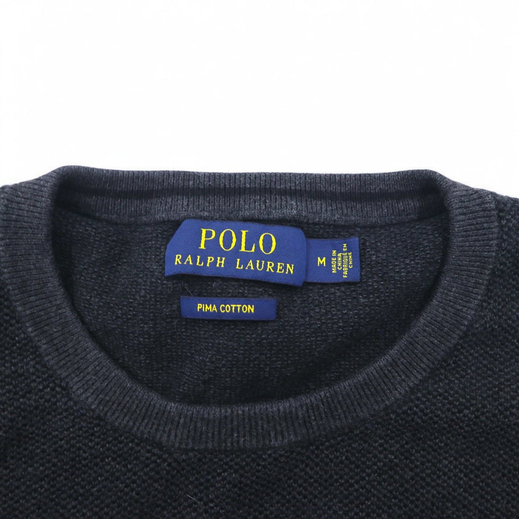 POLO RALPH LAUREN Maglione girocollo in cotone Pima, taglia M, grigio, con ricamo Small Pony