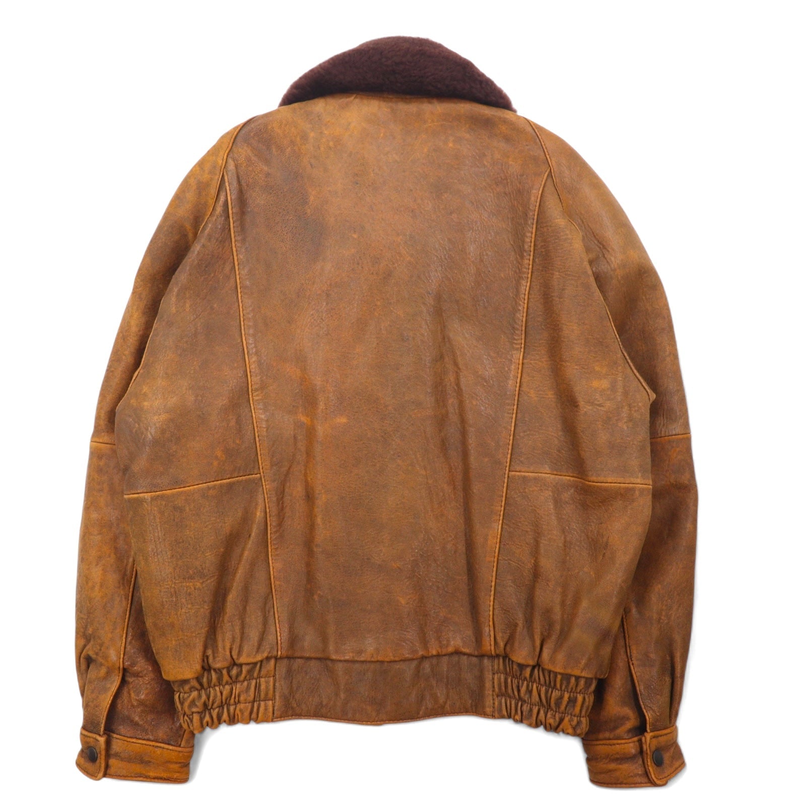 EVANS ENTERPRISES G-1 Lambskin Bomber Jacket Giacca bomber in pelle di agnello, taglia L, marrone, 100% pelle di agnello, colletto in shearling staccabile